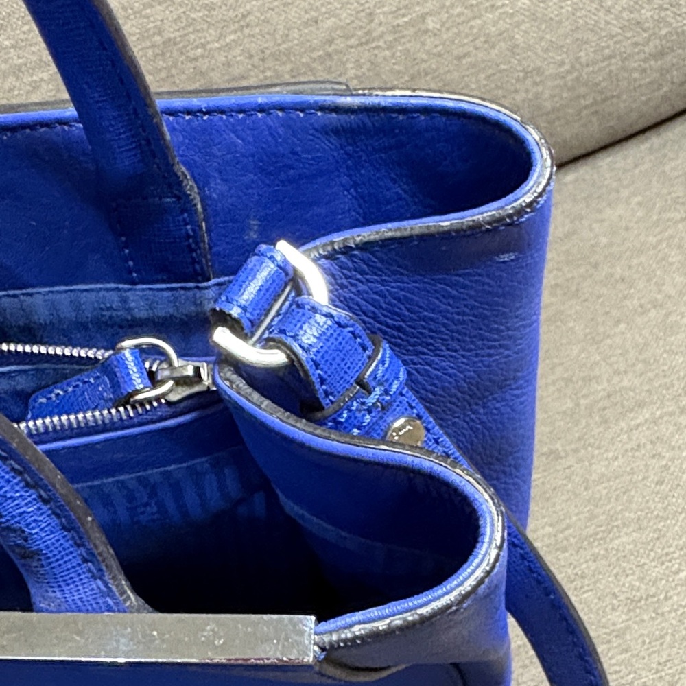 Fendi 2Jours Small Blue Leather Crossbody Satchel Bag Authentic - Picture 12 of 14